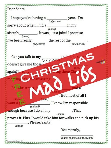outrageous christmas mad libs printable spring activities  kindergarten