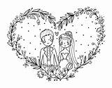 Boda Nozze Corazones Mariage Casandose Coeur Matrimonio Dibujar Casament Corazón Acolore Coloriage Dibuix Colorier Dibuixos Imprimir Alado Coloritou Stampare Nicepng sketch template