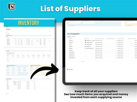 commerce inventory management system notion template list tracker
