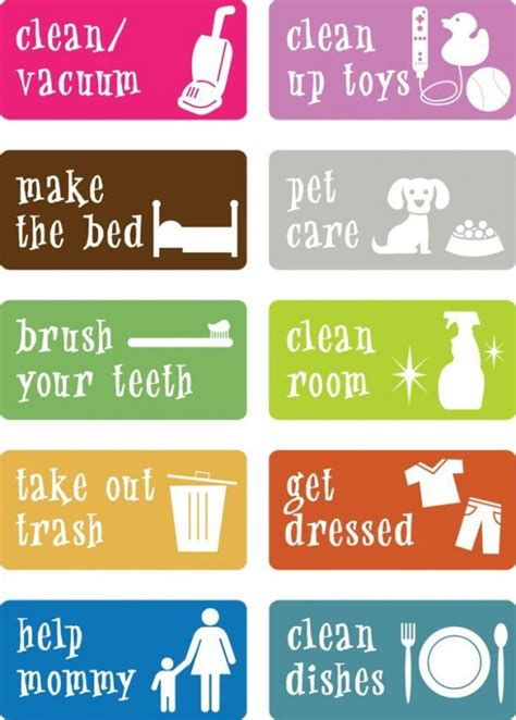 diy chore charts printable stickers  cards    kids chore