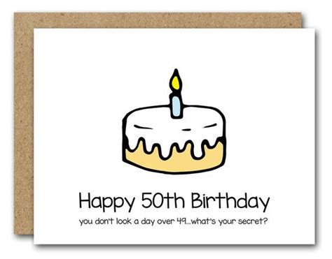 50th Birthday Card Funny 50th Birthday Card Instant
