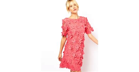 asos pink shift dress with 3d flowers 128 originally 226 carrie bradshaw style clothing