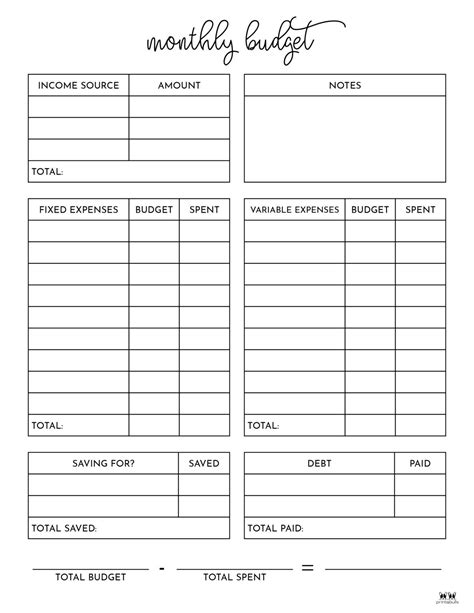 monthly budget planners   printables printabulls planlayici