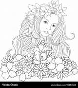Coloring Pages Girl Beautiful Vector Royalty sketch template