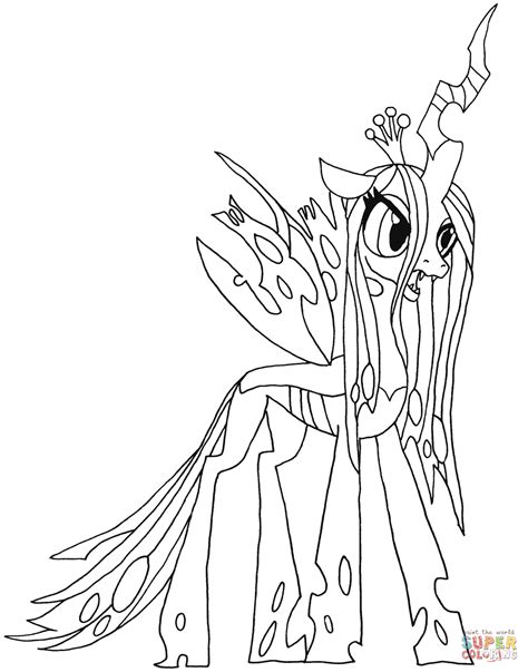pony queen chrysalis coloring page  printable coloring