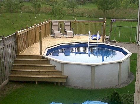 15 Round Above Ground Pool With Simple Deck Piscina Pallet Piscina