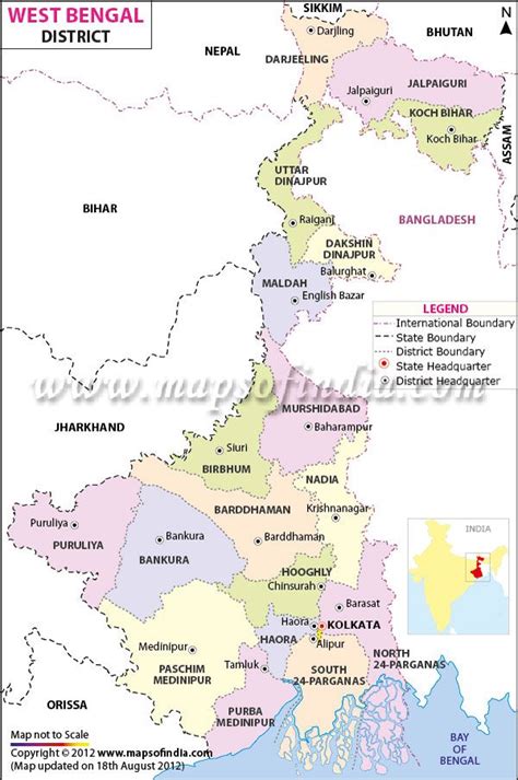 District Map Of Westbengal West Bengal Political Map