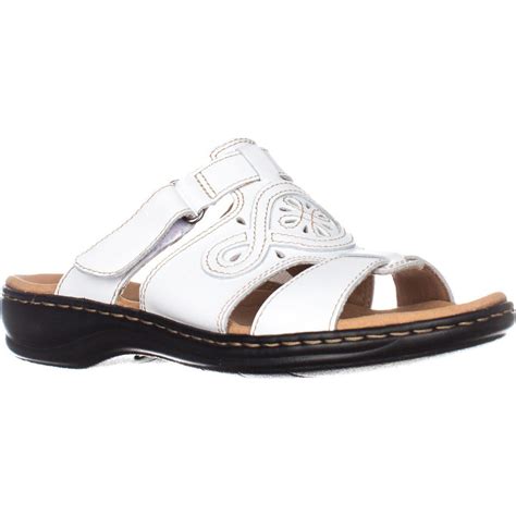 clarks womens clarks leisa higley  sandals white leather