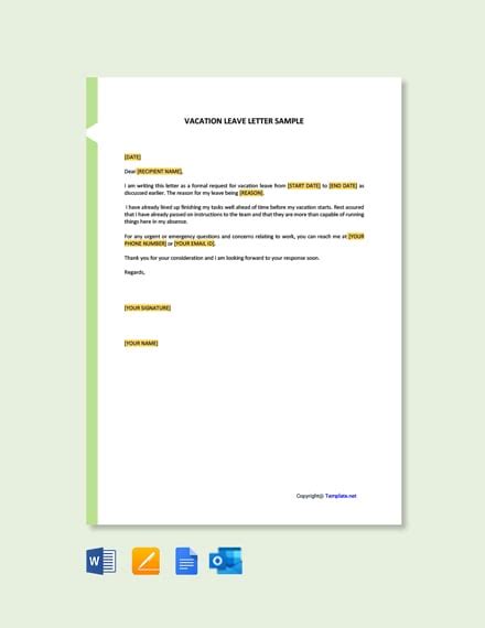 simple vacation request letter template word  google docs