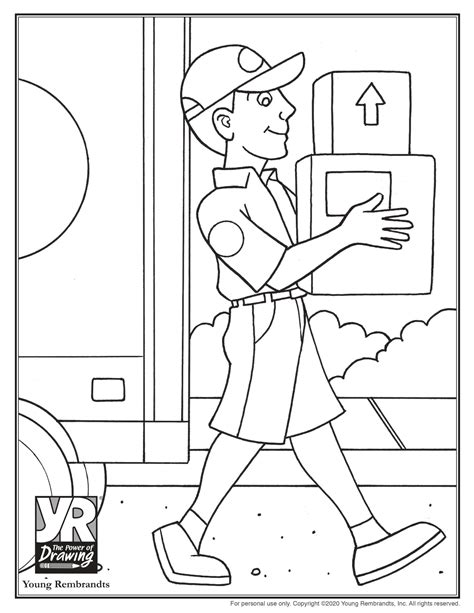 delivery man coloring page young rembrandts shop
