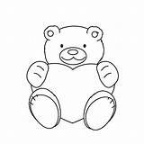 Bear Coloring Teddy Pages Valentine sketch template