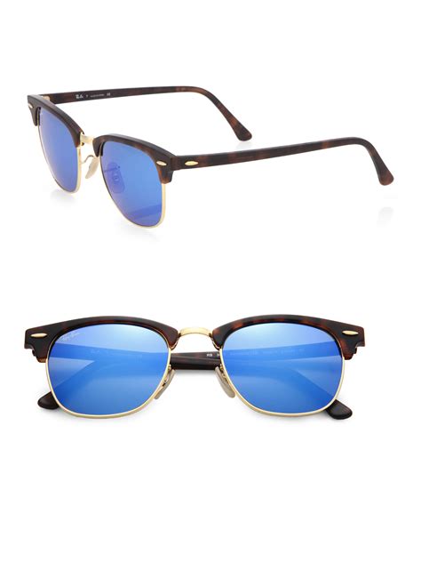 lyst ray ban clubmaster flash lens sunglasses in blue for men