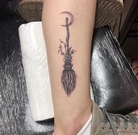 illustrative style broomstick tattoo  atblackado broomsticktattoo freshtattoo