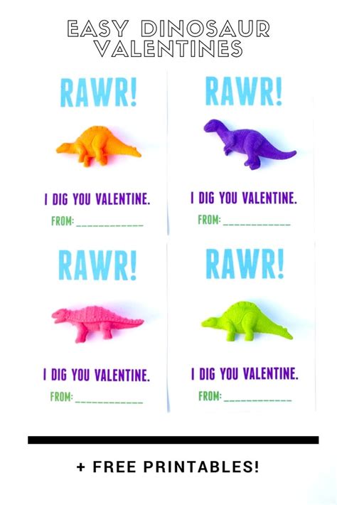 dinosaur valentines printable  kids  life lovely