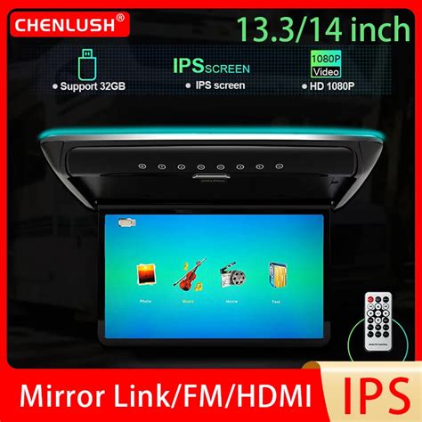 car monitor   ips screen auto multimedia video player p car roof mount display ceiling
