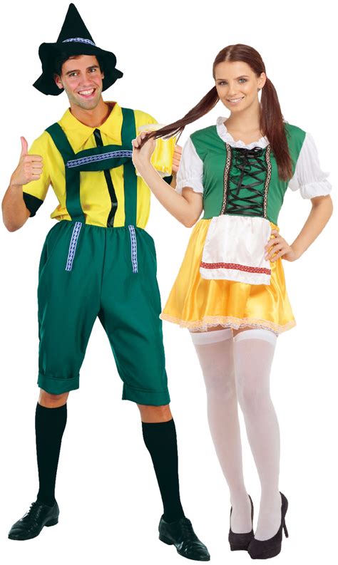 couples oktoberfest fancy dress costumes green  yellow mens  ladies beer fest