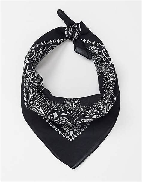 asos design vierkante sjaal met bandanaprint  zwart asos