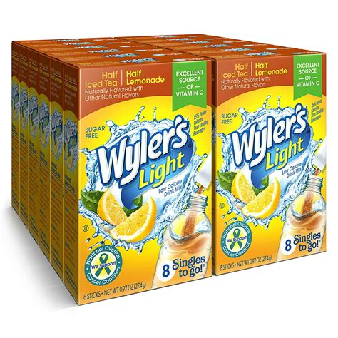 wylers light singles   powder packets water drink mix  iced tea  lemonade