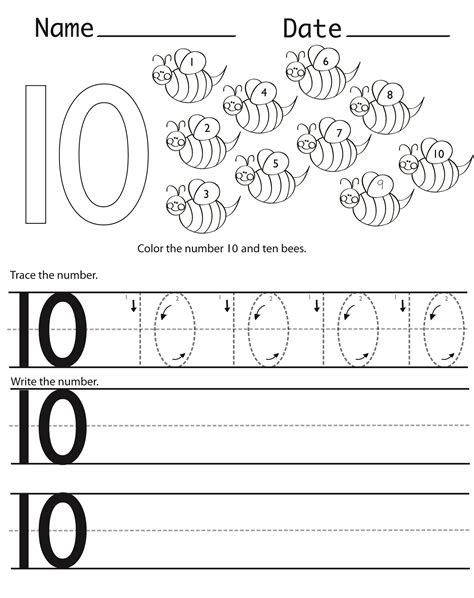 writing   ten writing numbers    words worksheets