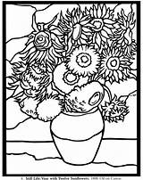 Gogh Van Coloring Pages Template Sunflowers Stained Glass Zb Doverpublications Samples Fun sketch template