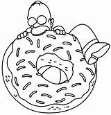 Donut Coloring Pages Simpson Homer Simpsons Drawings Kids Visit Drawing Springfield sketch template