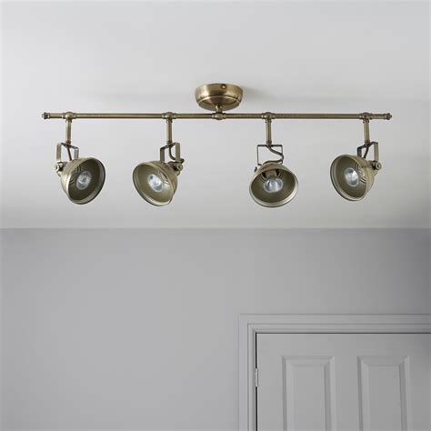 waverley antique brass effect  lamp bar spotlight departments diy  bq kitchen light