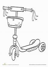 Scooter Coloring Worksheet Toy Education sketch template