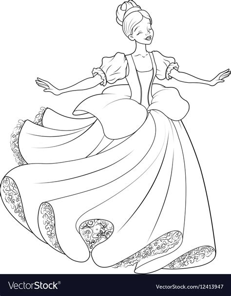 ball dance cinderella coloring page royalty  vector