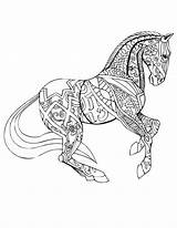 Ausmalbilder Adults Mandala Mandalas Zentangle Caballos Pferde Pferd sketch template