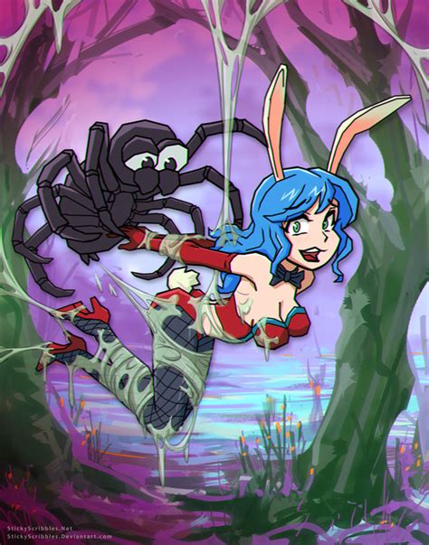 wild bunny girl more spider bondage 2 by stickyscribbles