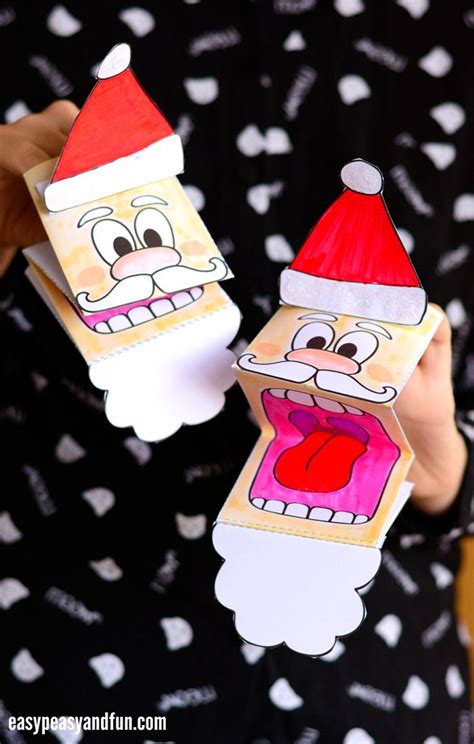 printable santa paper puppet christmas crafts  kids paper puppets