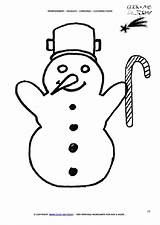 Coloring Snowman Cane Candy Christmas Pages sketch template