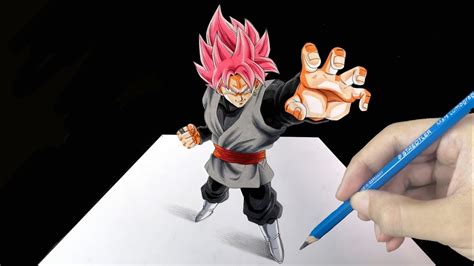 3d Drawing Goku Black Super Saiyan Rose Youtube