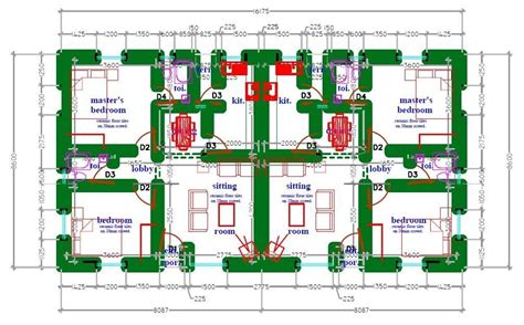 cool  bedroom semi detached house plan  home plans design