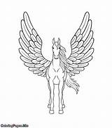 Pegasus Coloring Wings Pages Unicorn Beautiful Close Large sketch template