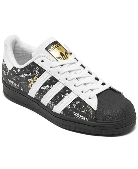 adidas leather superstar casual sneakers  finish   black  men lyst