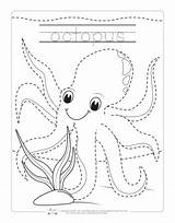 Tracing Ocean Animals Worksheets Octopus Worksheet Preschool Activities Animal Kids Fun Itsybitsyfun Coloring Printables Pages Choose Board Arbeitsblätter sketch template
