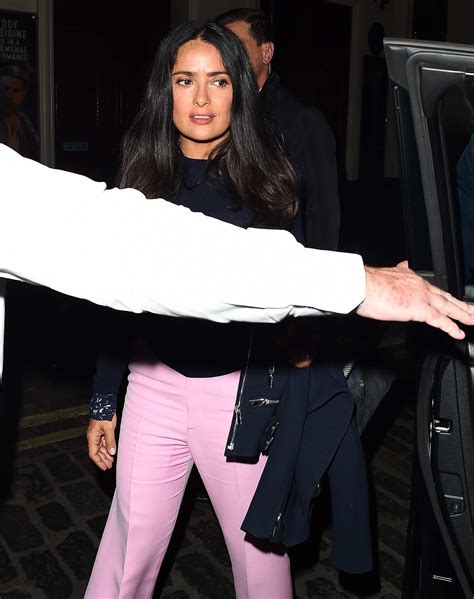 salma hayek leaves the apollo theatre after watching