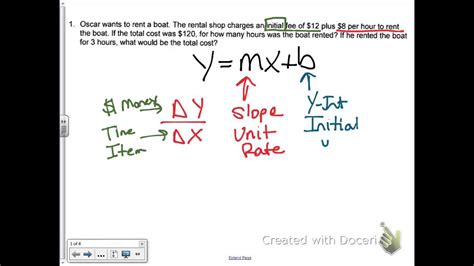 common core math   write  linear equation   word problem
