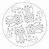 Mandala Mandalas Kindergarten Eulen Owl sketch template