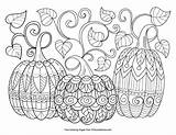 Coloring Pages Fall Zentangle Autumn Halloween Adults Pumpkins Kids School Print Printable Three Color Disney Pumpkin Middle Fun Students Festival sketch template