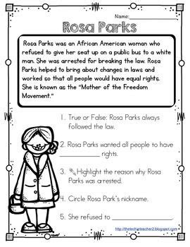 rosa parks reading passage rosa parks reading passages black