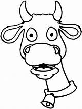 Coloring Cow Cartoon Head Print sketch template