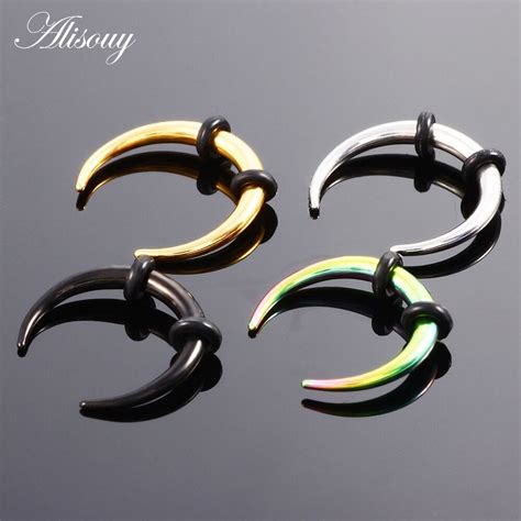 Alisouy 1pcs Steel Septum Clickers Nose Hoops Nose Rings
