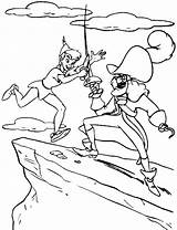 Peter Pan Hook Captain Coloring Fighting sketch template