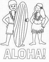 Coloring Aloha Hawaiian Greet Tropical Netart sketch template