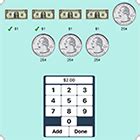 calculator  add   values  coins  bills american money  page