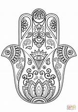 Hamsa Coloring Pages Hand Printable Template Tattoo Mandala Colouring Drawing Adult Main Designs Creative sketch template