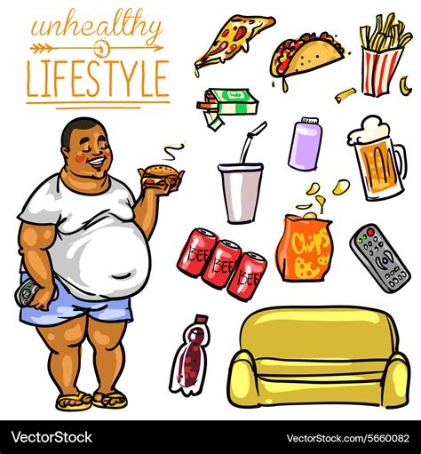 unhealthy lifestyle man royalty  vector image