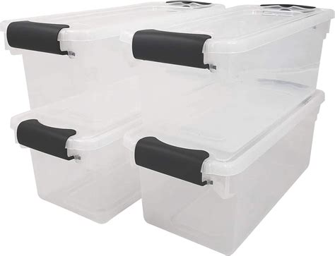 homz clear storage containers  lid  quart  pack